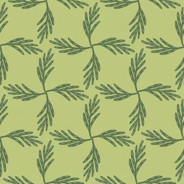 Geometric seamless pattern with botanic nature leaf twigs silhouettes. Pastel Stock Illustration
