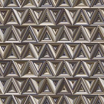 Geometric seamless pattern with brown, grey, and purple triangles. Stock Illustration