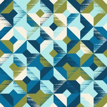 Geometric seamless pattern of chaotically painted rhombuses Stock Illustration
