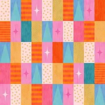 Geometric seamless pattern for Christmas and winter holidays in retro patch.. Stock Illustration
