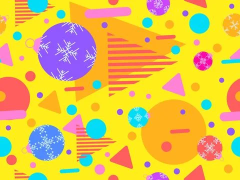 Geometric seamless pattern with Christmas balls. Christmas decorations and .. Stock Illustration