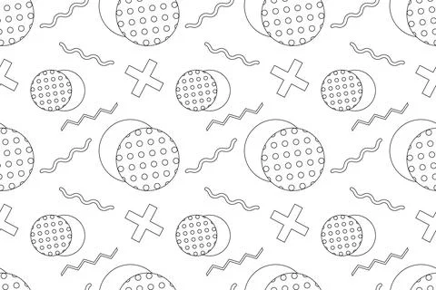 Geometric Seamless Pattern with Circles, Crosses, and Waves Stockillustratie