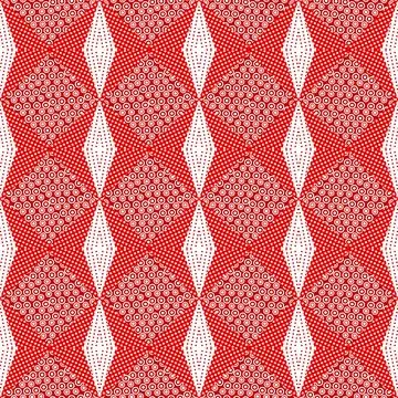 Geometric seamless pattern with circles, dots and tablecloth print Stock Illustration