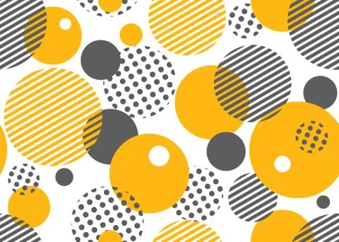Geometric seamless pattern with circles, stripes, dots. Stock Illustration