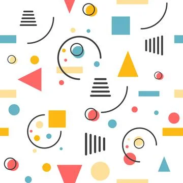 Geometric seamless pattern. Circles, triangles and lines. Vector retro design Stockillustratie