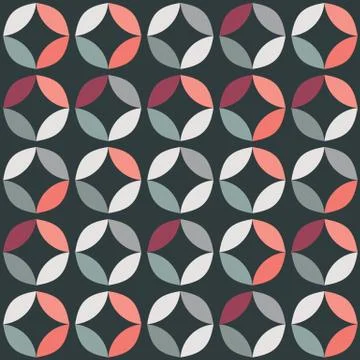 Geometric seamless pattern with colorful circles in retro design Stock Illustration