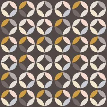Geometric seamless pattern with colorful circles in retro design Stock Illustration