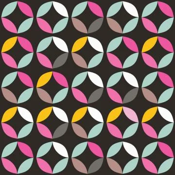 Geometric seamless pattern with colorful circles in retro design Stock Illustration