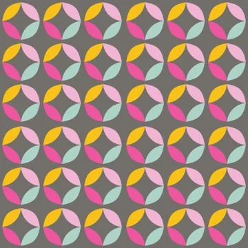 Geometric seamless pattern with colorful circles in retro design Stock Illustration