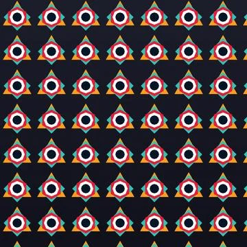 Geometric Seamless Pattern with Colorful Hexagonal Star Shapes on Dark Blue.. Stock Illustration