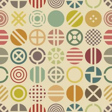 Geometric seamless pattern with colorful round shapes. Stock Illustration