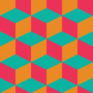 Geometric seamless pattern with colorful squares in retro design Stock Illustration