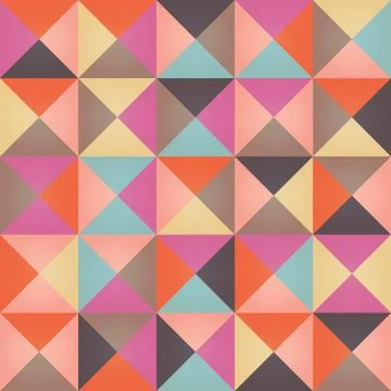 Geometric seamless pattern with colorful triangles in retro design Stock Illustration