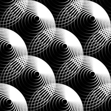 Geometric seamless pattern with concentric circles, rings Stock Illustration