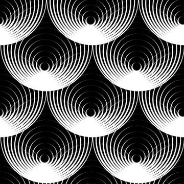 Geometric seamless pattern with concentric circles, rings イラスト素材