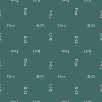 Geometric seamless pattern with contoured hourglass elements. Turquoise backg Stock Illustration