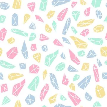 Geometric seamless pattern with crystals and diamonds. Polygonal artistic b.. Stock Illustration