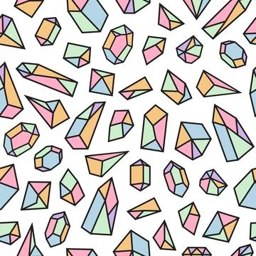Geometric seamless pattern with crystals. Polygonal cute artistic backgroun.. Stock Illustration
