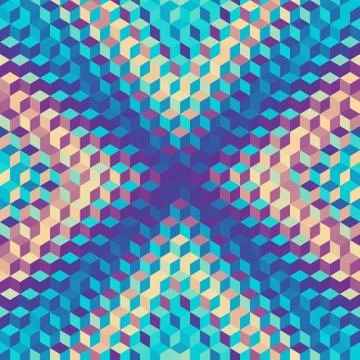 Geometric seamless pattern of a cubes in low poly style. Stock Illustration