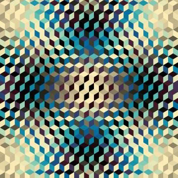 Geometric seamless pattern of a cubes in low poly style. Stock Illustration