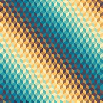 Geometric seamless pattern of a cubes in low poly style. Stock Illustration