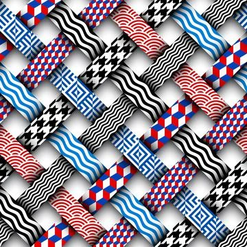 Geometric seamless pattern of a cubes in low poly style. Stock Illustration