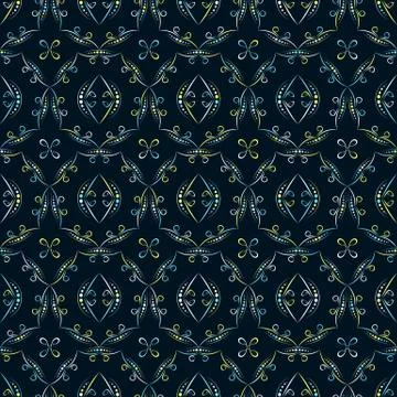 Geometric seamless pattern on a dark background Stock Illustration