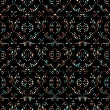 Geometric seamless pattern on a dark background Stock Illustration