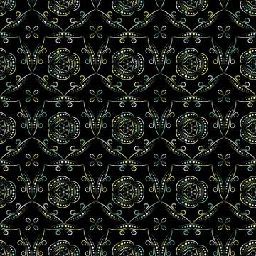 Geometric seamless pattern on a dark background Stock Illustration
