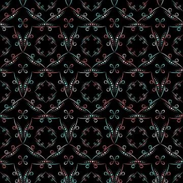 Geometric seamless pattern on a dark background Stock Illustration