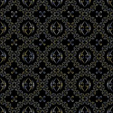 Geometric seamless pattern on a dark background Stock Illustration