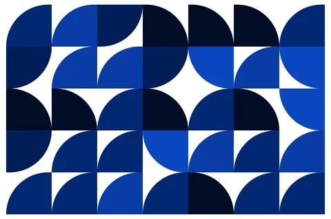 Geometric seamless pattern with dark blue and navy abstract half circle shapes 스톡 일러스트