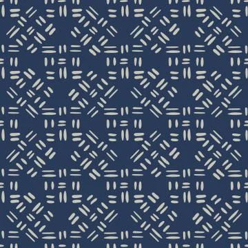 Geometric seamless pattern with dash line on blue background. Geometric line  Stock Illustration