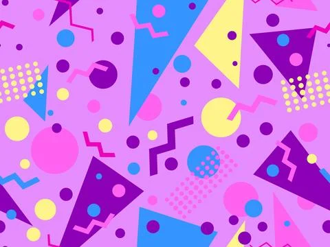 Geometric seamless pattern with elements of 80s memphis style. Geometric sh.. 스톡 일러스트