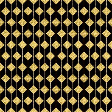 Geometric seamless pattern with expensive decoration in gold and black Stock Photos