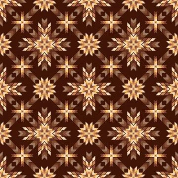 Geometric Seamless pattern featuring stylized southwestern-inspired stars Stock Illustration