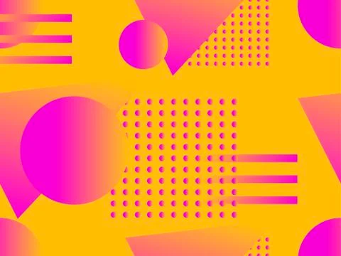 Geometric seamless pattern. Geometric shapes with gradient, memphis style. Zi Stock Illustration