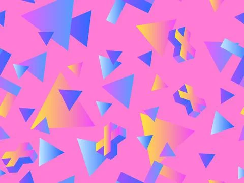 Geometric seamless pattern with geometric shapes with gradient. Memphis in th Stock Illustration