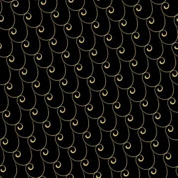 Geometric Seamless Pattern With Golden Waves Stock Illustration