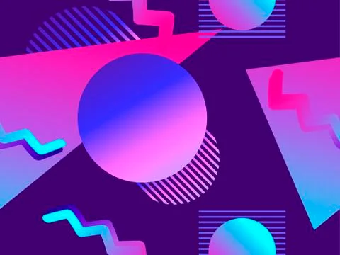 Geometric seamless pattern with gradient shapes. Zine culture abstract backgr Stock Illustration