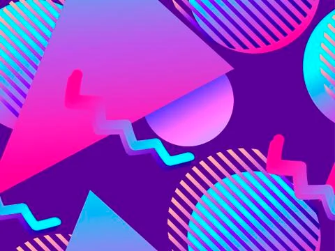 Geometric seamless pattern with gradient shapes. Zine culture abstract backgr Illustrazione stock