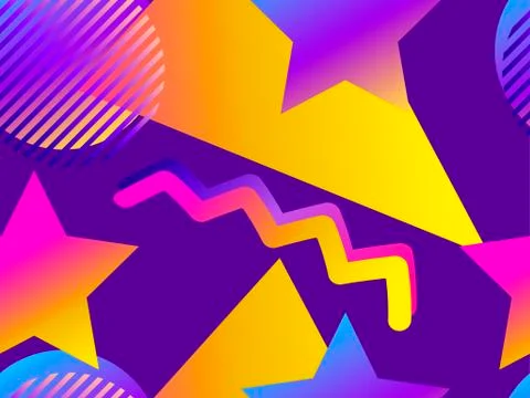 Geometric seamless pattern with gradient shapes. Zine culture abstract backgr Stock Illustration