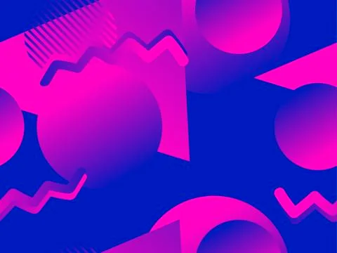 Geometric seamless pattern with gradient shapes. Zine culture abstract backgr Stock Illustration