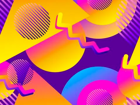 Geometric seamless pattern with gradient shapes. Zine culture abstract backgr Stock Illustration