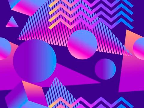 Geometric seamless pattern with gradient shapes in memphis style. Style of 80 イラスト素材