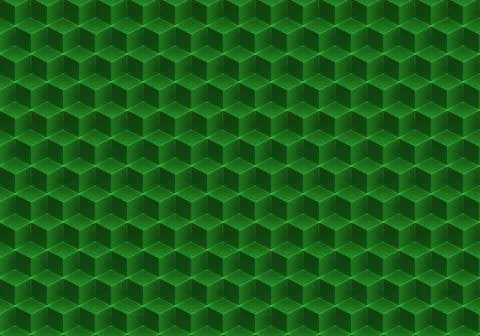 Geometric seamless pattern green 3D cubes. Stock Illustration