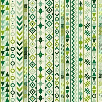 Geometric seamless pattern in green colors 库存插图