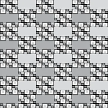 Geometric seamless pattern with grey black and white squares pixel effect Stock Illustration