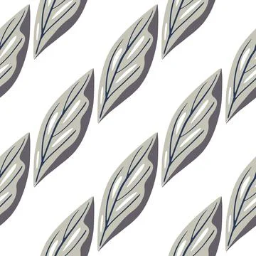 Geometric seamless pattern with grey leaves elements. Isolated botanic abstra Stockillustratie