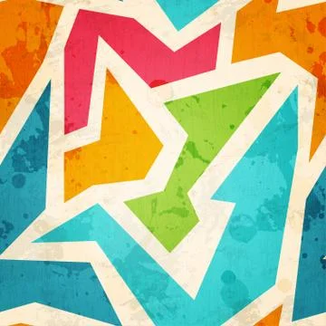 Geometric seamless pattern with grunge effect Stock Illustration